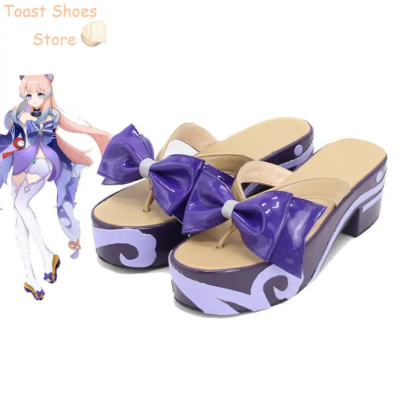 

Sangonomiya Kokomi Cosplay Shoes with Cute Bowknots GenshinImpact Cosplay Prop Halloween Carnival Boots Costume Prop