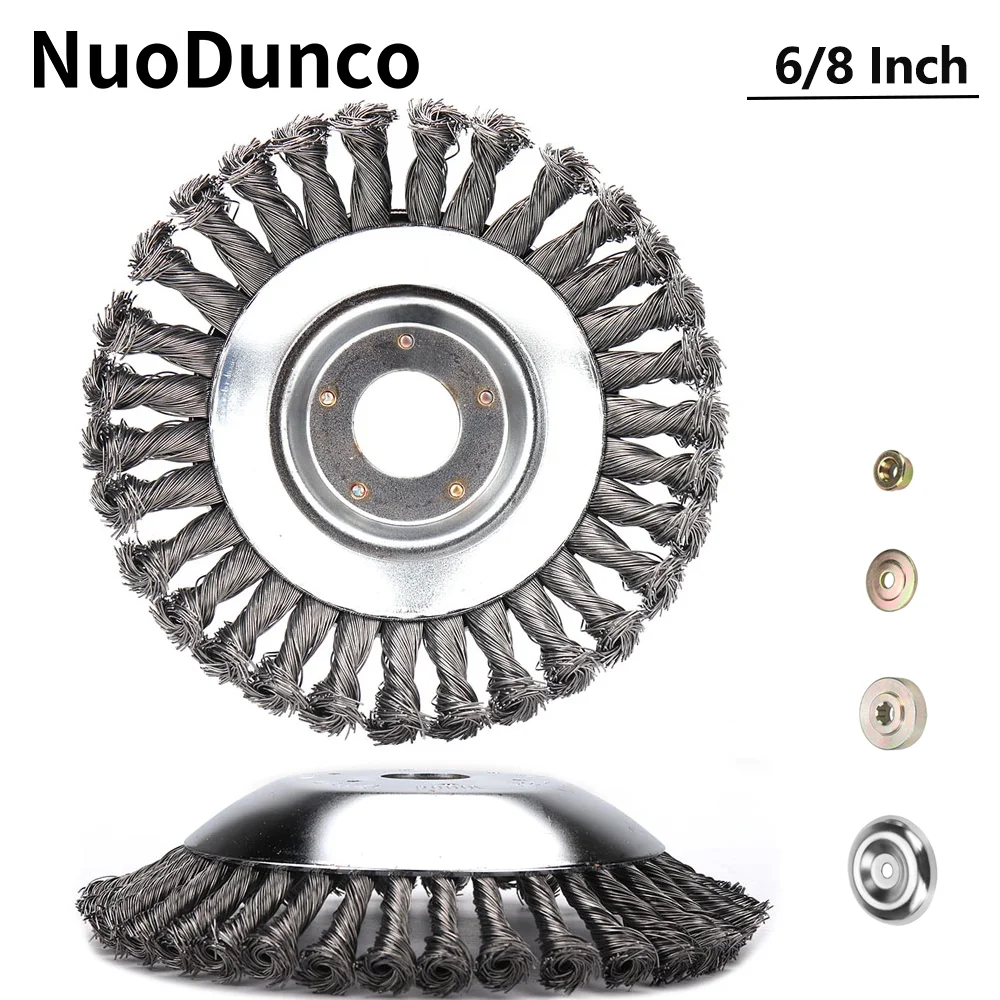 6/8inch Steel Wire Wheel Garden Weed Brush Lawn Mower Universal Trimmer Head Weeding Machine Cutter Head for Disc Power Tool