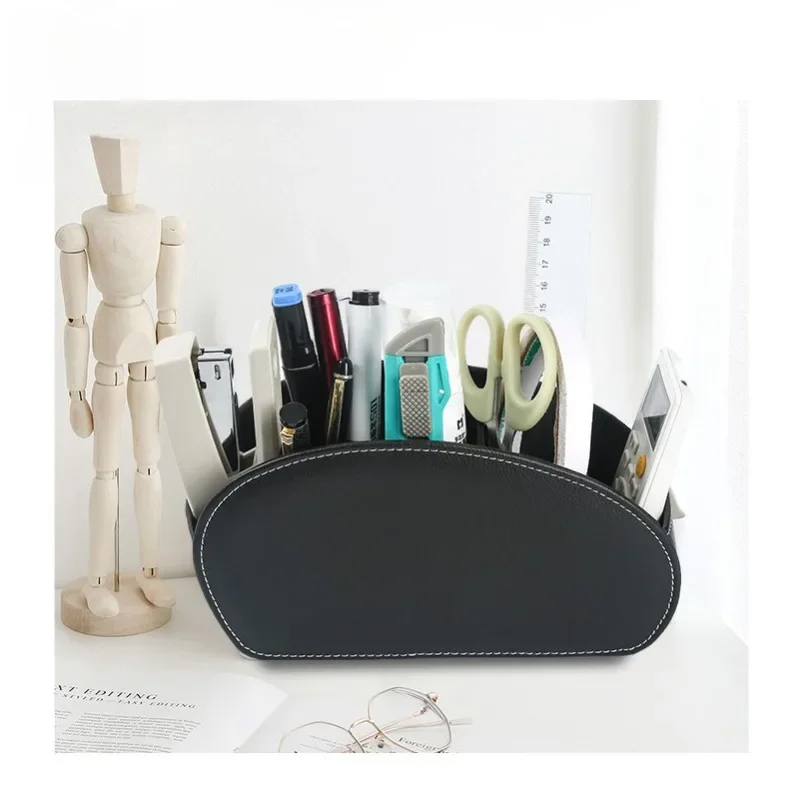 Black Lychee Pattern Office Supplies Storage Remote Control Organizer PU Cosmetic Storage Case Storage Boxes Organizador