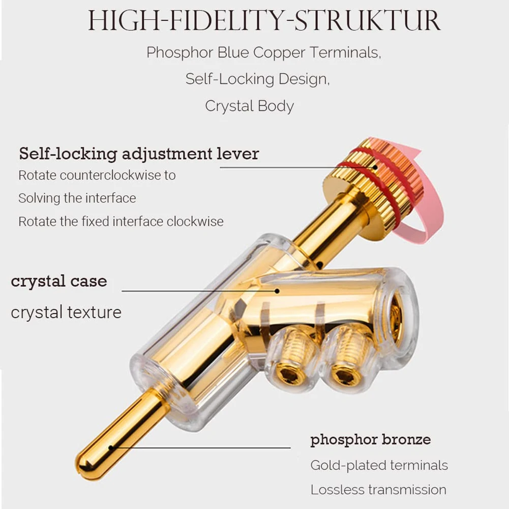 바나나 플러그 45 도 앵글 바나나 커넥터, AV 리시버, 앰프, 스피커용 나사 잠금 커넥터, 골드, 4 개