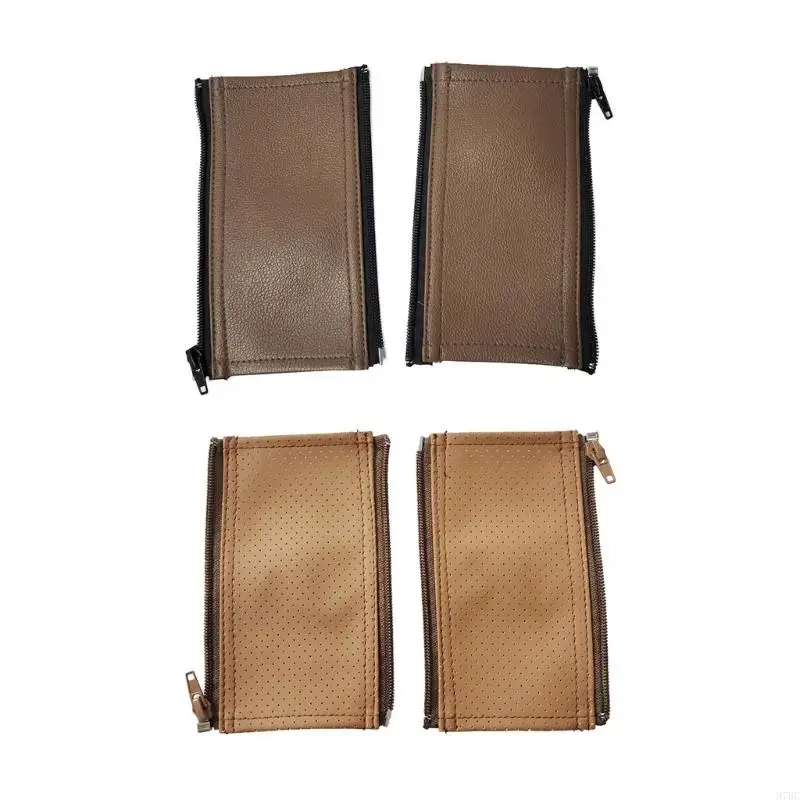 

97BC 1 Pair Zippered Strollers Handle Cover for Dedicated Model PU Leather Washable Ergonomic Grip Protectors