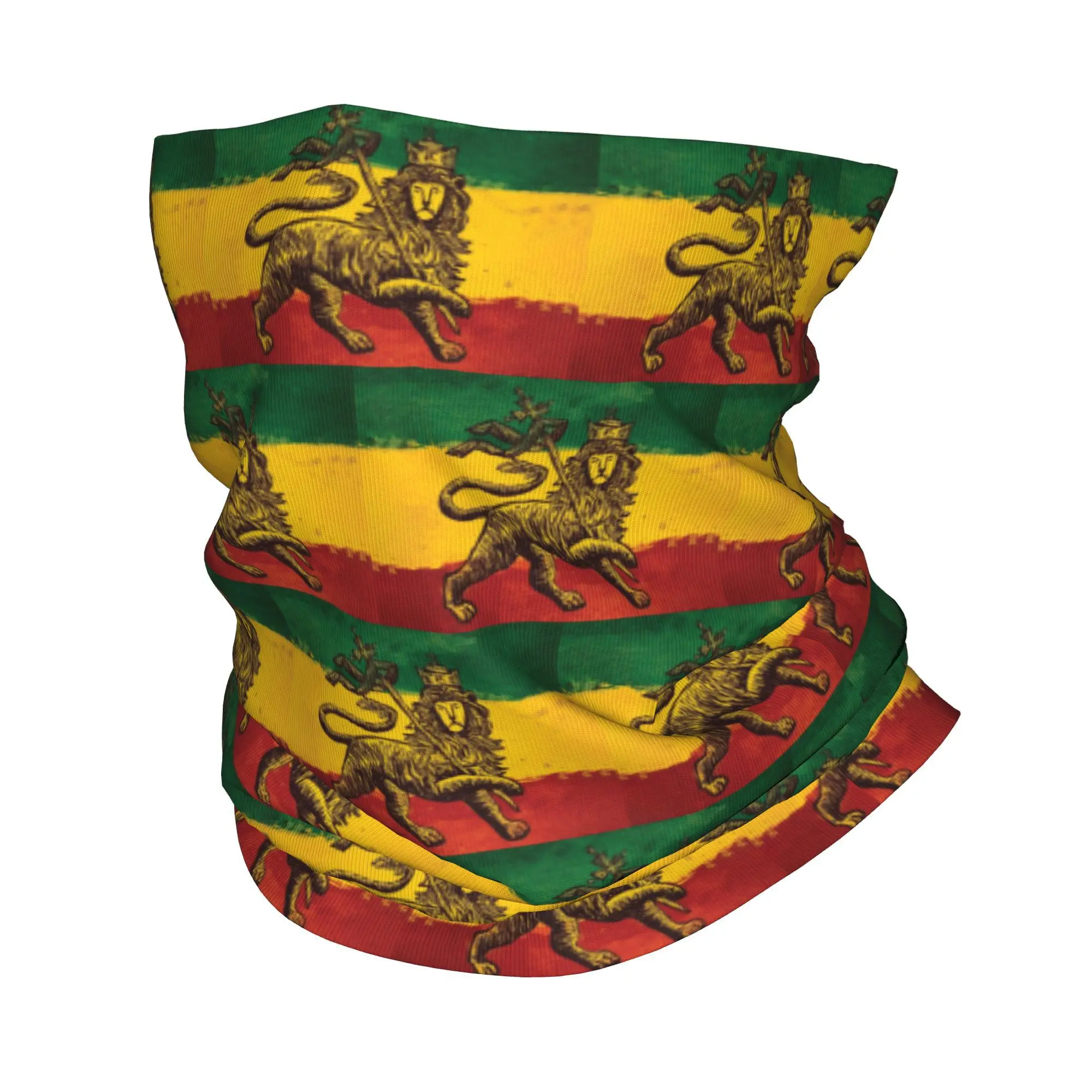 Custom Rasta Flag Lion of judah Neck Gaiter Women Men UV Face Shield Winter Jamaica Rastafarian Reggae Bandana Scarf for Ski