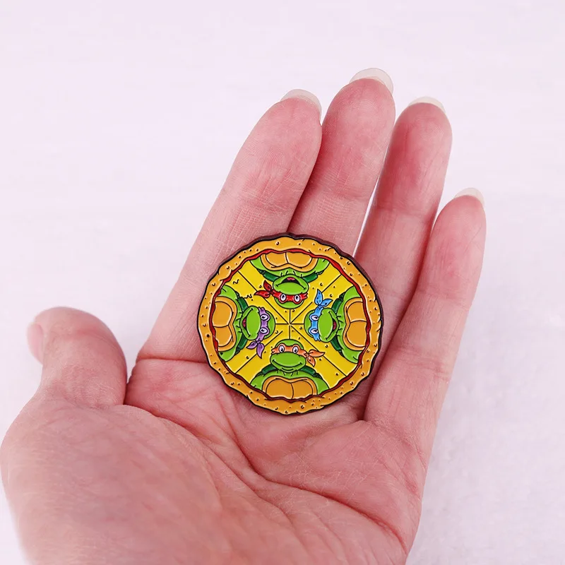 TMNT 닌자 거북이 귀여운 만화 에나멜 핀 브로치 옷깃 배지 어린이를위한 동물 쥬얼리 선물 친구 의류 배낭 장식