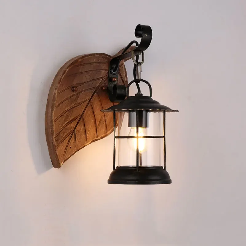 

Industrial Style American Retro Wall Lamp Wood Lighting Decorative Lamp Restaurant Cafe Bar Aisle Old Retro Wall Fitting