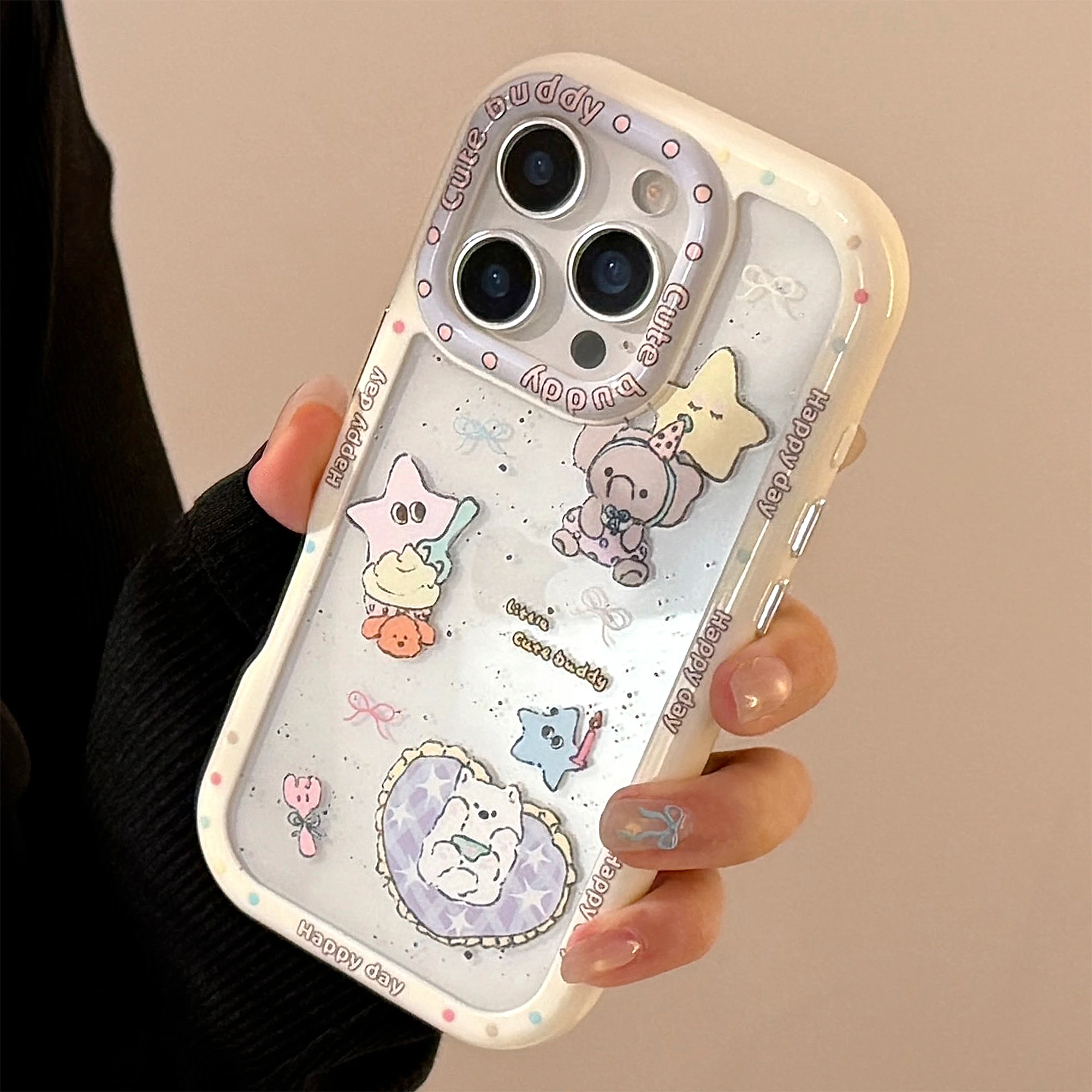 Support Multiple Models Buttery Acrylic Painted Rabbit Elephant Phone Case For iPhone 11 12 13 14 15 16 Pro Max Anti Drop Case