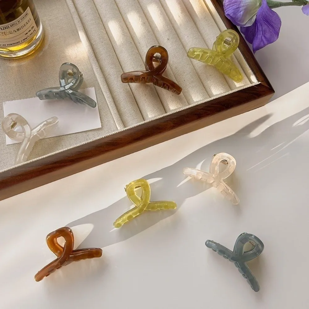 2PCS Classic 2pcs Claw Hair Clip 4.5cm Jelly Semi Transparent Hair Barrettes Mini Size Cross Shaped Cross Shaped Clip For Women