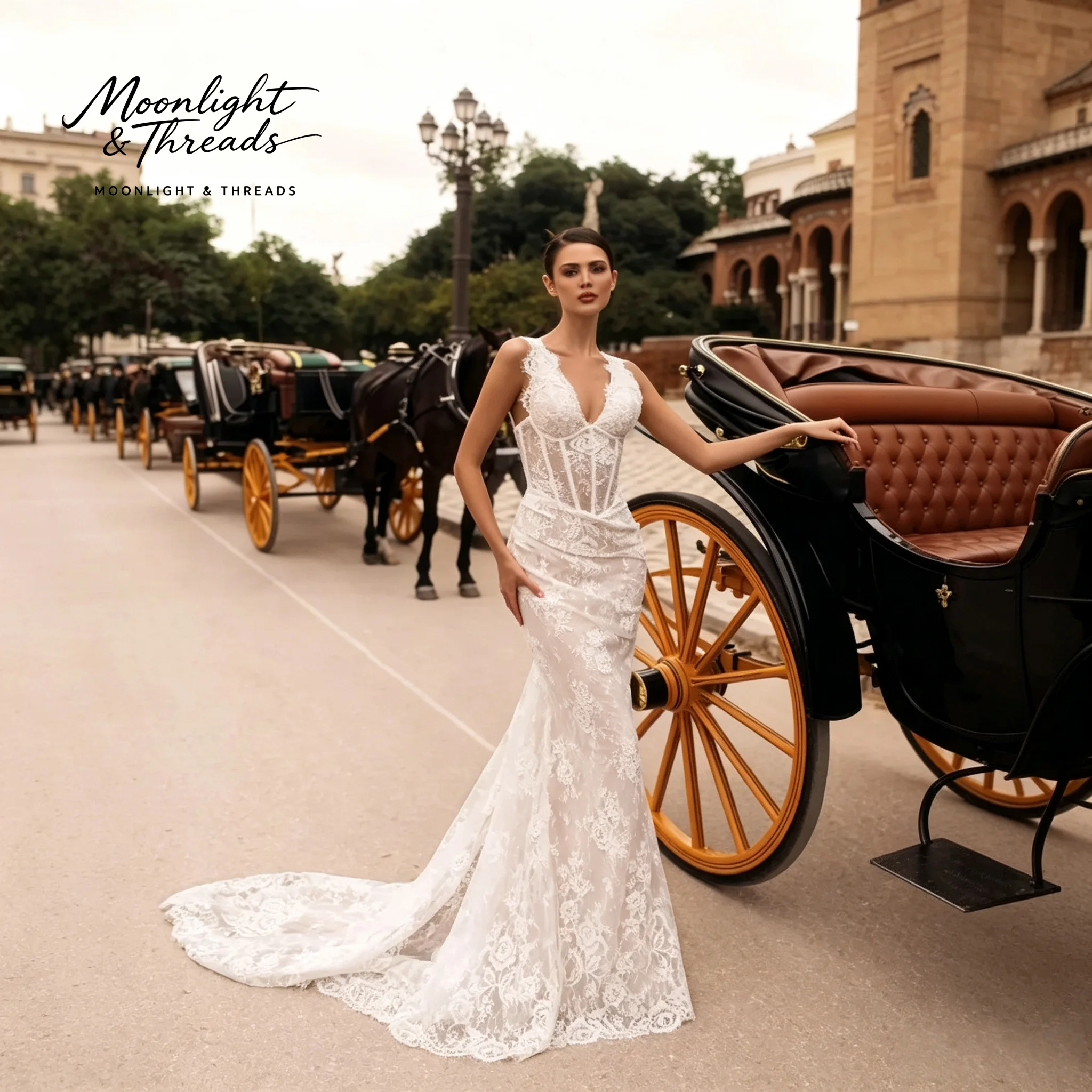 Embroidery White Dress - Ivory white V-neck sleeveless floor-length formal