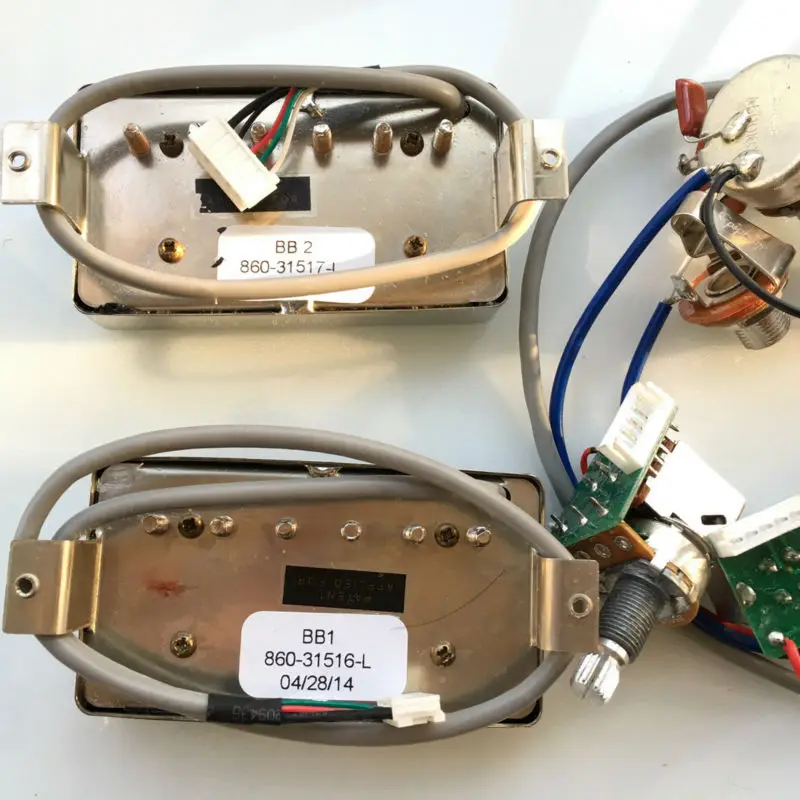 1 Set Electric Guitar Humbucker Pickups with Pro Wiring Harness BB1 BB2 BB Series Nickel Cover silver Made In USA