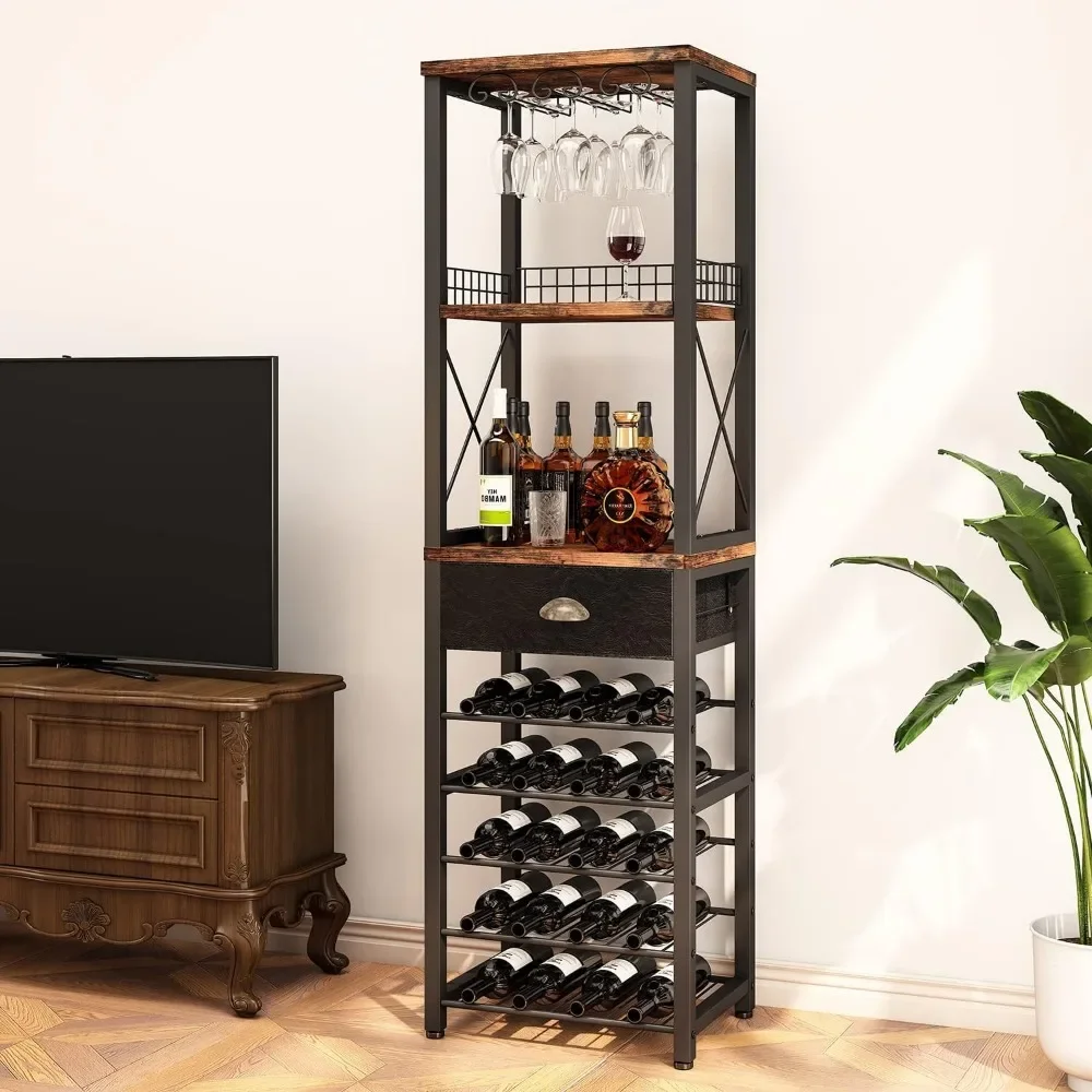 Zones eiju-meuble indépendant Wine T1, meuble de bar pour français ou verres, meuble de bar à 4 niveaux avec haut-parleur, porte-verre