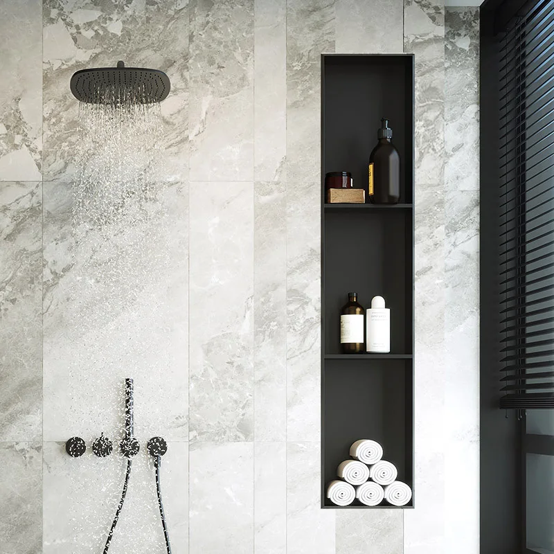 

Stainless steel niche embedded baffle toilet rack wall shower room custom metal 304 finished niche