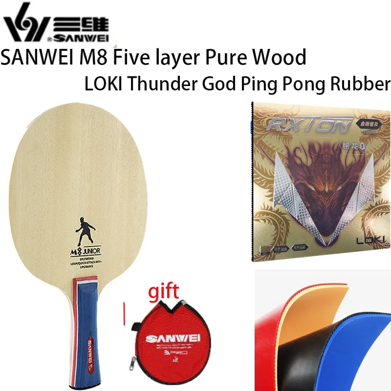 

SANWEI пятислойное чистое деревянное лезвие для пинг-понга FL/CS&LOKI лист Forehand Tacky перевернутый 39 ° черный Backhand Non Tacky Red 36 °