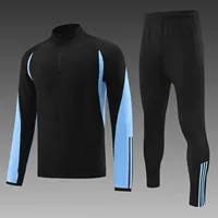 Long Sleeve Football Training Kit Hooded Jacket Half Zip Adult Team Uniform Winter Training Set Sports Windproof Ensemble
