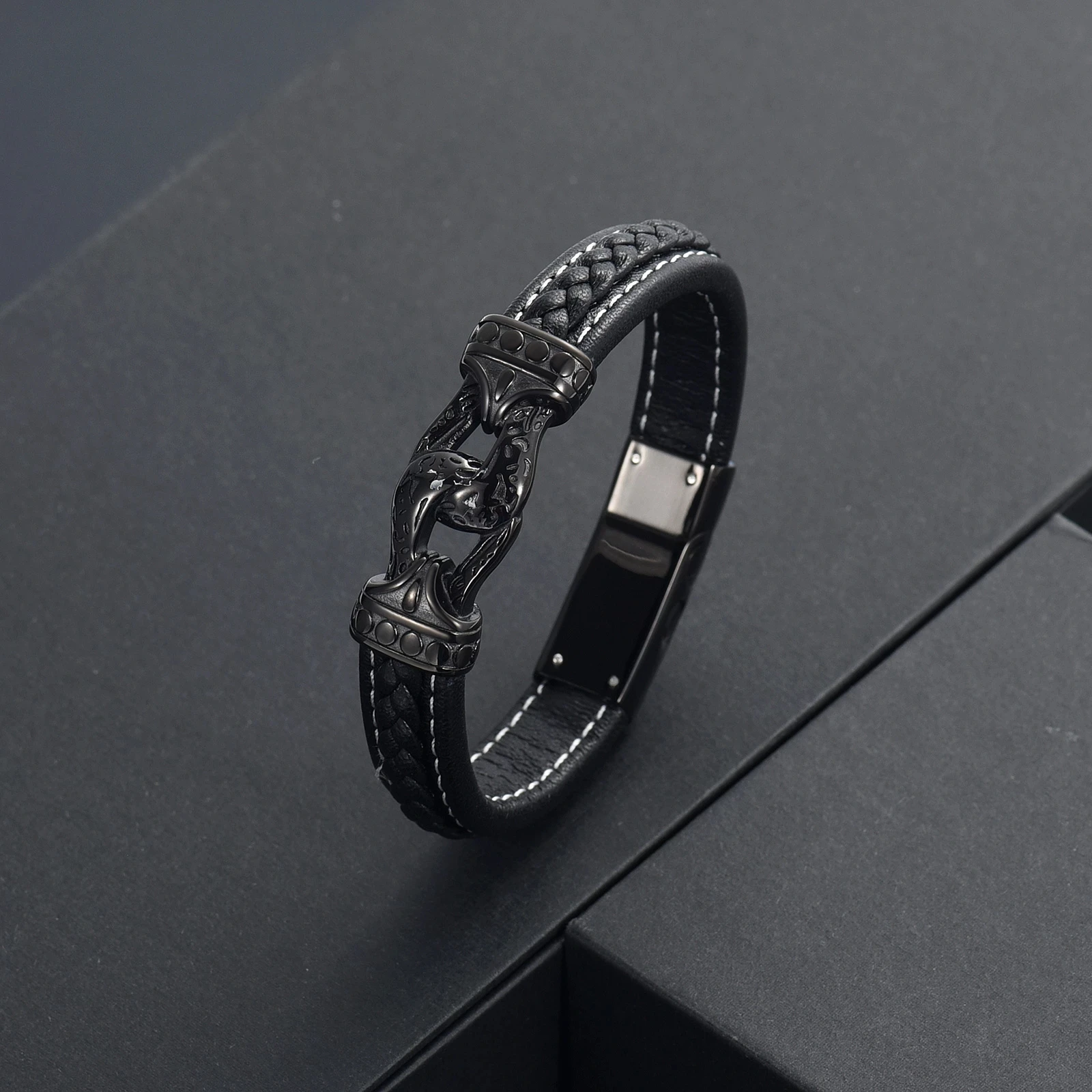 Cremation Jewelry Urn Bangle For Ashes Women Men Genuine Braided Leather Bracelets With Stainless Steel Clasp