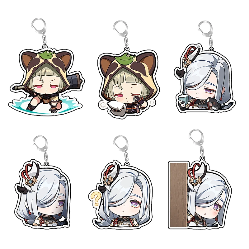 Genshin Impact Key Chain Acrylic Q Version Cute Sayu Figure Shenhe Thoma Double Coated 5cm Custom Keychains Cosplay Accessory