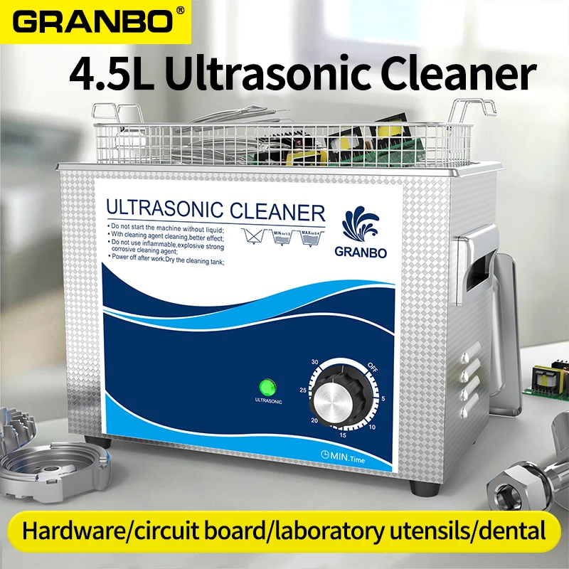 

Granbo Ultrasonic Cleaner PCB Benchtop Washer Bath 4.5L 180W US EU AU UK Plug 3D Mould Resin Lab Chemical Liquid Clean Machine