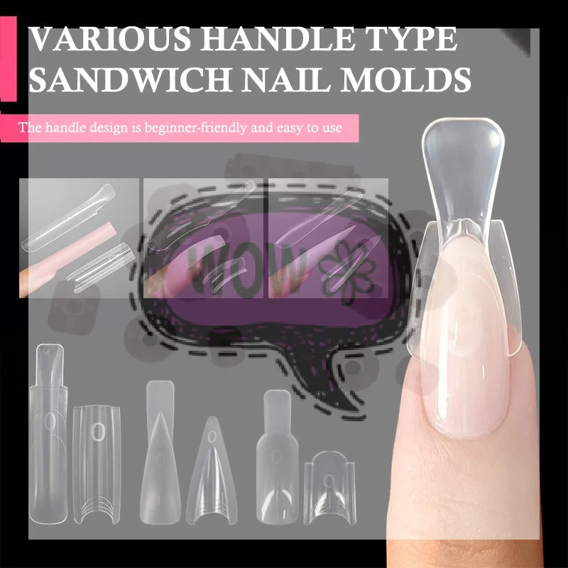 【HBA】60/120/240 Pcs Sandwich Dual Nail Form Oval Nail Extension Forms Top & Bottom Form For Quick Nail Extensions Manicure Tools
