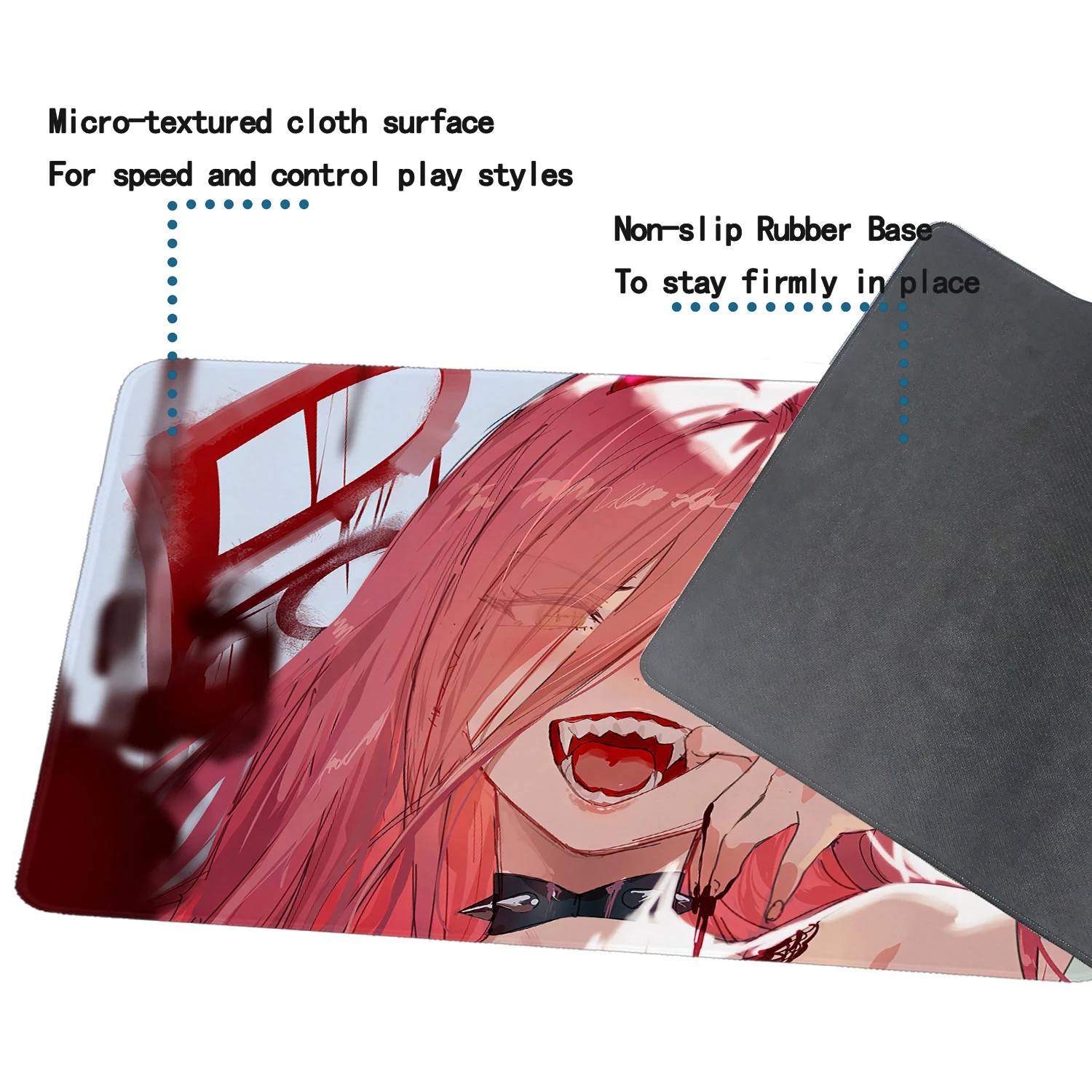 Anime Girl Mouse Pad Chainsaw Man Power Gaming Mouse Pad Large Keyboard Pad Kwaii Cute Game Mousepad Office Desk Mat