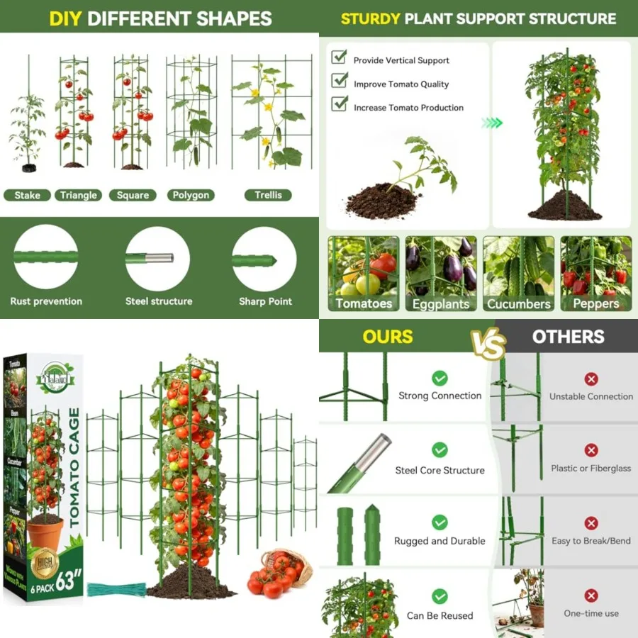 

Tall Tomato Cages for Garden, Adjustable Tomato Cage, Garden Stakes Tomato Trellis for Pots, Tomato Plant Support for Raised Ga