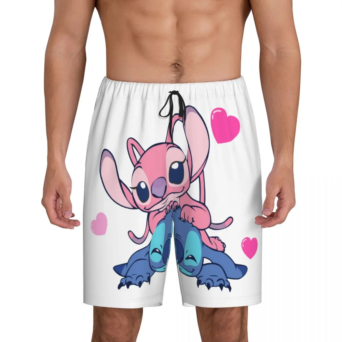 

Custom Lilo Stitch Cartoon Anime Manga Pajama Bottoms Men's Lounge Sleep Shorts Stretch Sleepwear Pjs with Pockets