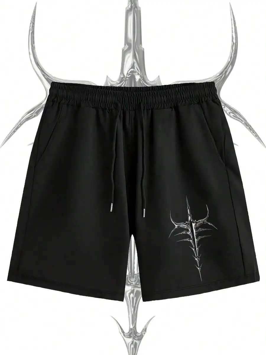 

Mens Gothic Style Printed Shorts Lightweight Breathable Loose Fit Casual Streetwear