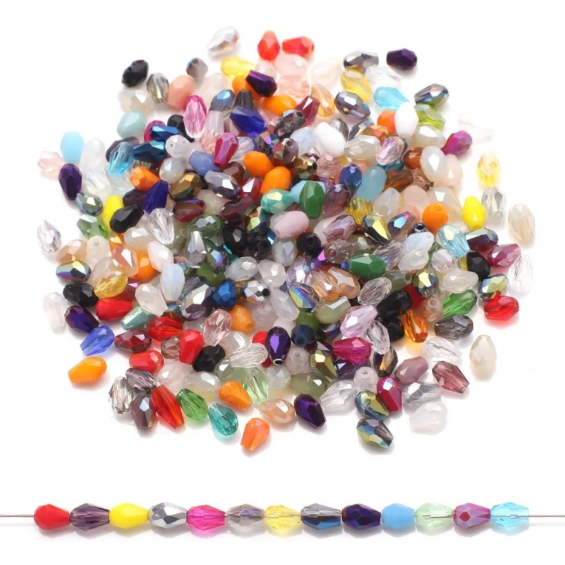 Tear Drop Mixed Color Faceted Crystal Glass Beads Pear Shape Loose Crafts for Jewelry Making DIY Needdlework 100Pcs/Lot 4x6mm image 4