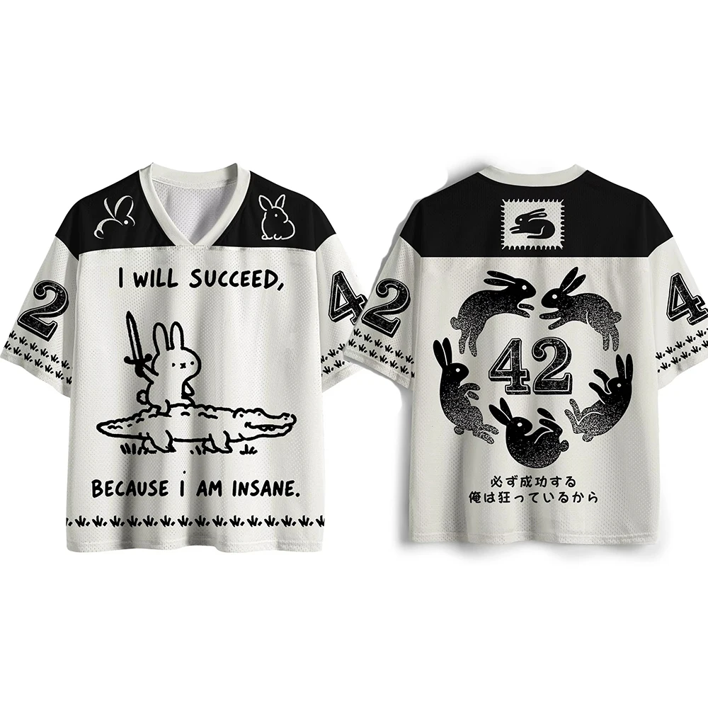 2026 Hot Sales Fun Design Pattern Printed Summer Women and Men V-neck Minimalist Casual Pullover Beach T-shirt