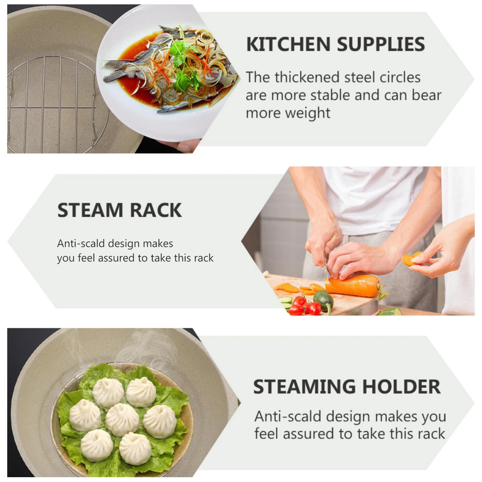 

3Pcs Stainless Steel Steaming Rack Heavy Duty Rustproof Cooling Rack for Baking Cooking Kitchen Supplies Steamer Accessory