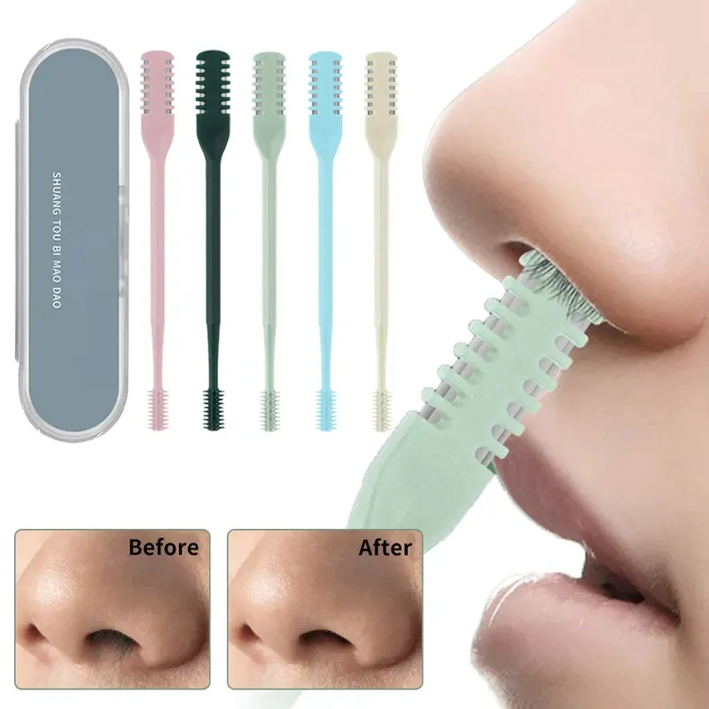 

1-4Pcs Portable Manual Nose Hair Trimmer Washable For Men And Women With Storage Box Waterproof Double Head Nose Hair Removal
