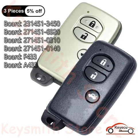 KEYECU 3 Buttons for Toyota Highlander GT86 Camry Crown Mark X Majesta Auto Smart Remote Key Fob 3450 6920 0310 0140 F433 A433