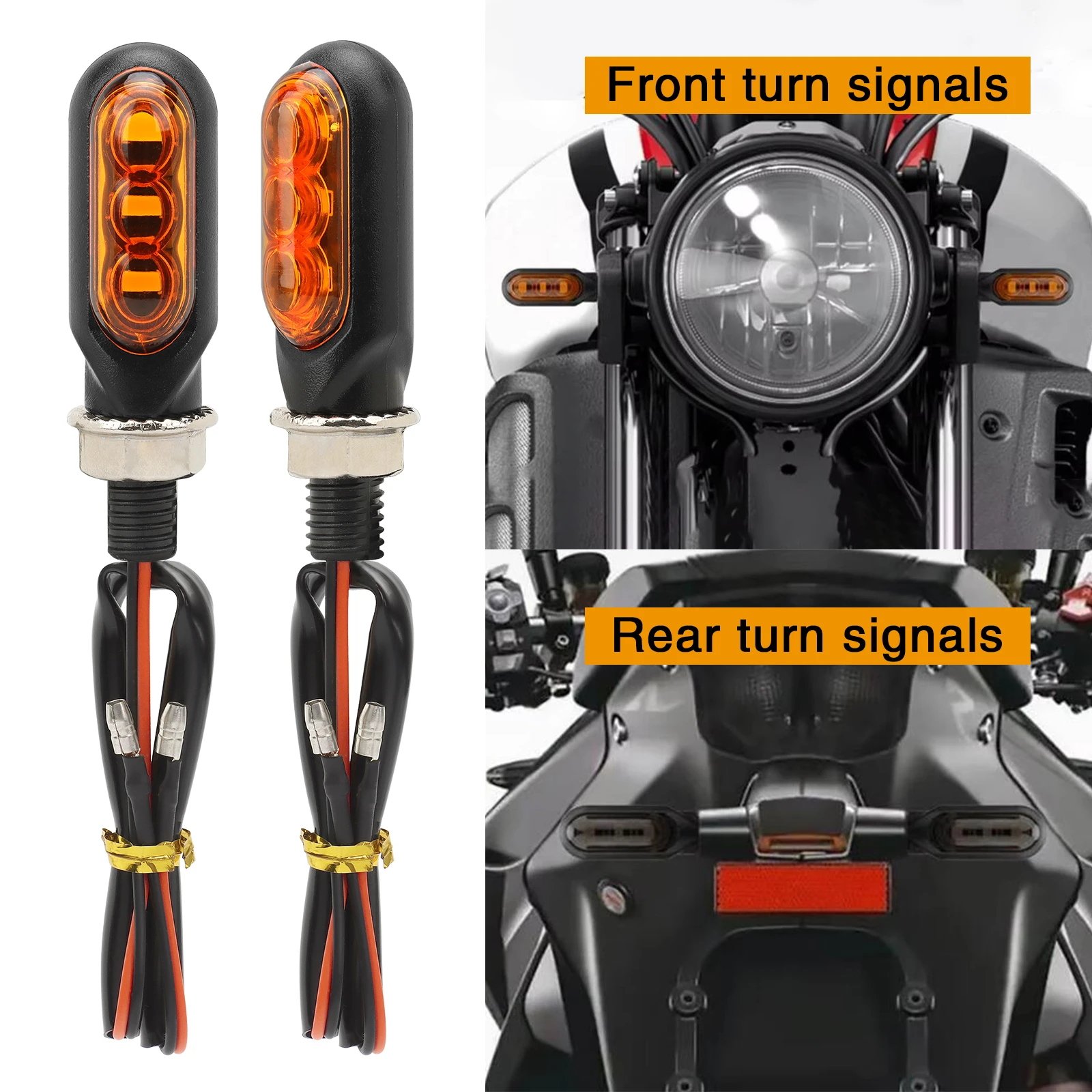 Motorcycle 3LED Dynamic Flowing Light Mini Motorcycle Turn Signal LED Signal Lamp Motorcycle 12V Modified Break Lamp Turn Light