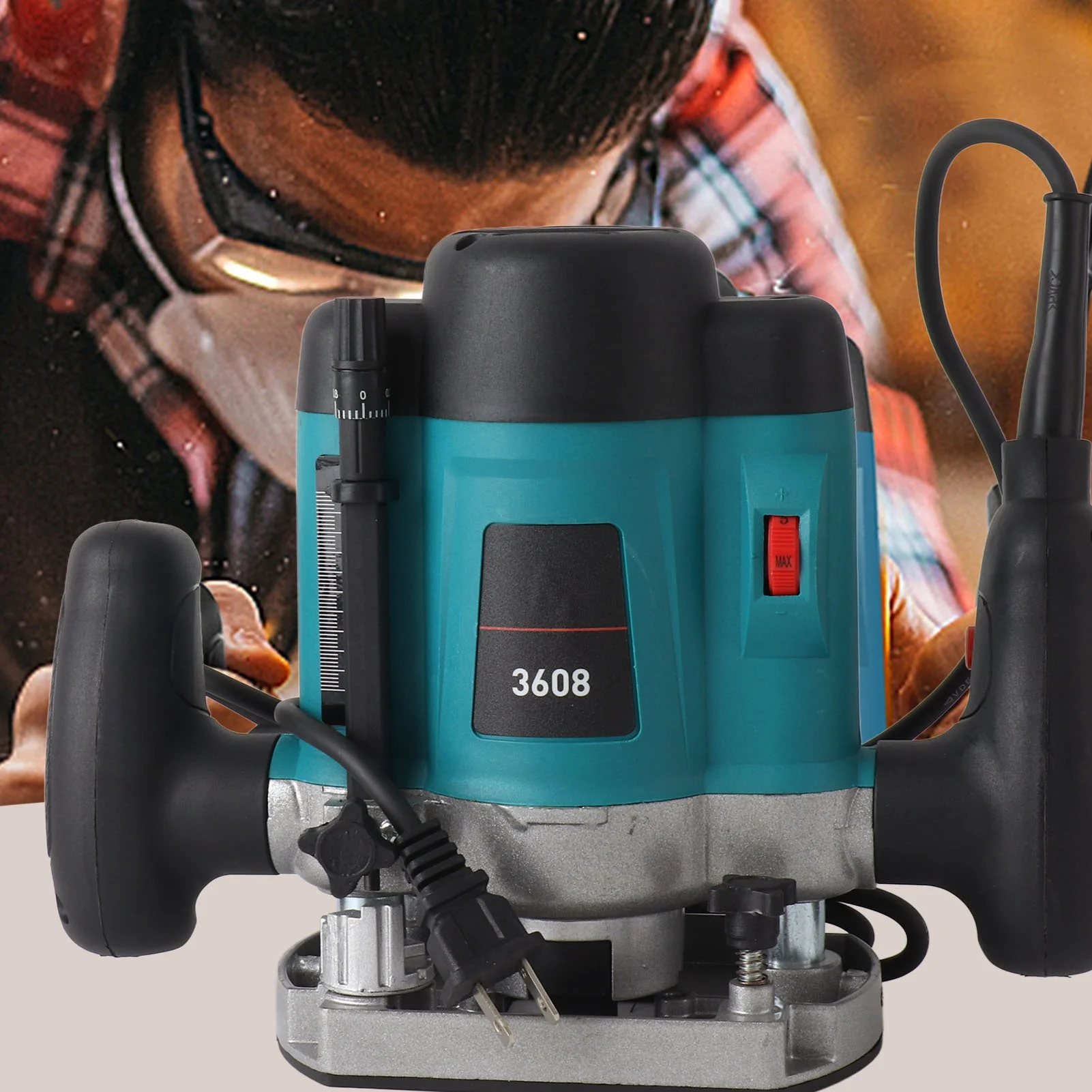 Electric Wood Router Adjustable Depth Multifunctional Trimmer Woodworking Machine for Carving Trimming Slotting US 110V