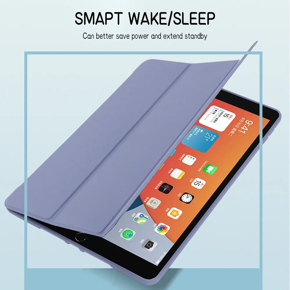 For iPad Air Pro Mini 10.9 11 9.7 10.2 8.3 12.9 13 11th 10th 9th Generation Trifold Stand Flip Smart Cover Soft Pencil Holder - Image 2