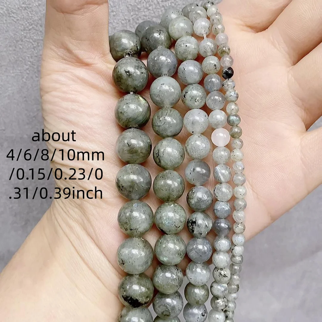 4/6/8/10mmm Labradorite Round Beads, Natural Round Semi Precious Stone Smooth Labradorite Round Beads, for making DIY jewelry view 2