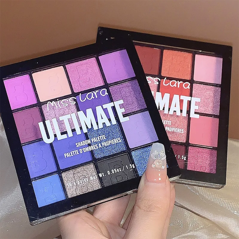 Miss Lara 16 Colors Ultimate Shadow Palette Matte Glitter Purple Eyeshadow Palette Neon Powder Pigments Cosmetics тени для век