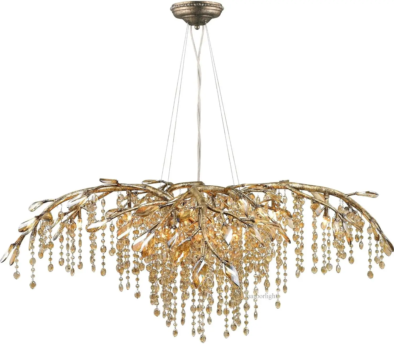 Metal Branch Tawny Crystal Hanging Living Room Ceiling Pendant Lights French villa Dining Room restaurant Chandelier Fixtures