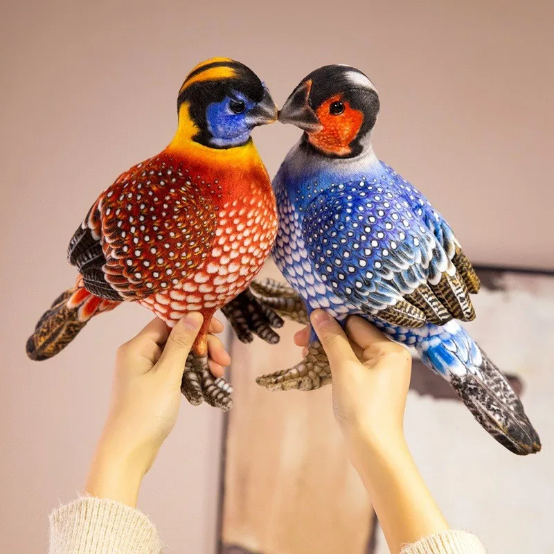20cm Cute Lifelike Pearl Chicken Printed Animals Delicate Toy Pet Bird Bright Colour Plush Doll Zoo Souvenir Party Photo Props