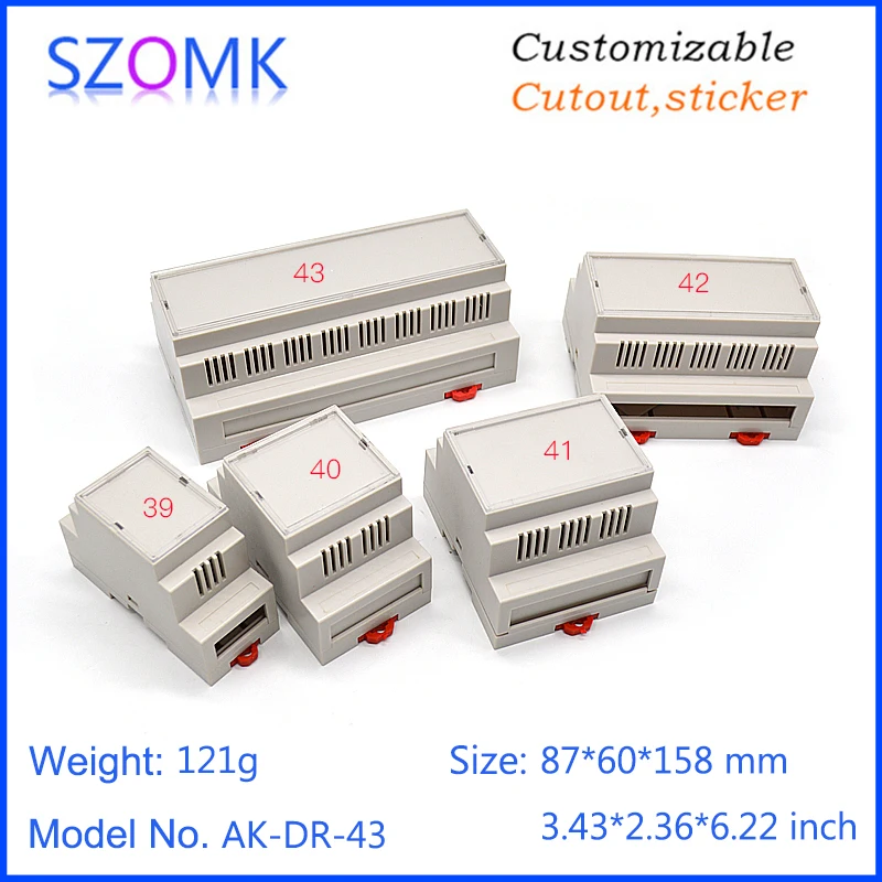 1Piece SZOMK Hot Selling DIN Rail Plastic Box for Electronics Enclosure Power Supply Customizable Instrument Box