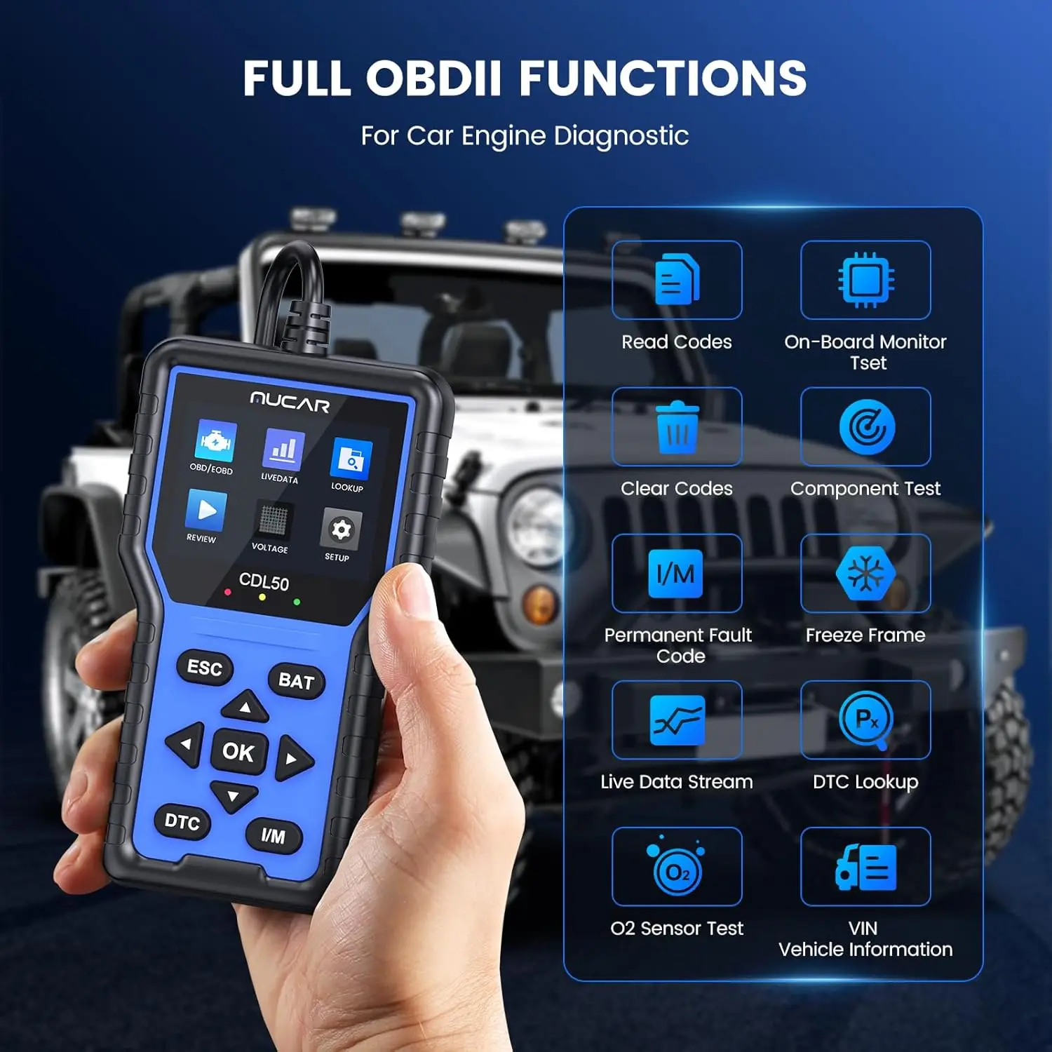 الماسح الضوئي CDL50 OBD2، أداة تشخيص OBD2 الكاملة لجميع السيارات 1996+
