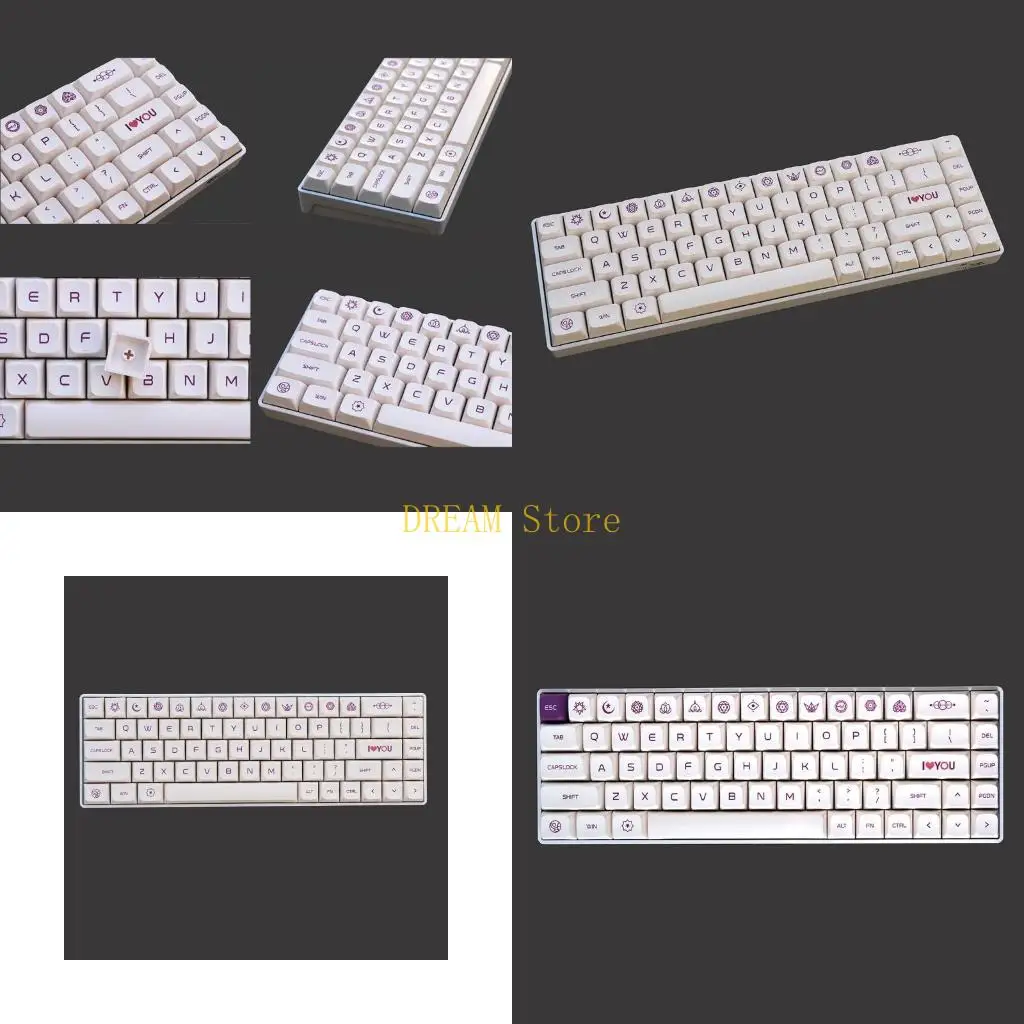 

Механические колпачки клавиш фиолетового цвета на кремовой теме, профиль XDA, 137 клавиш, совместимые переключатели Cherry MX