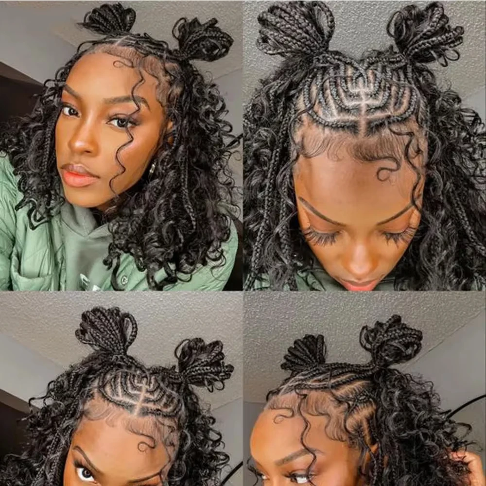 ضفائر بوهو شعر بشري 100% شعر بشري 16 24 بوصة شعر بوهو لتضفير شعر بشري مموج عميق بدون عقد للتضفير #4