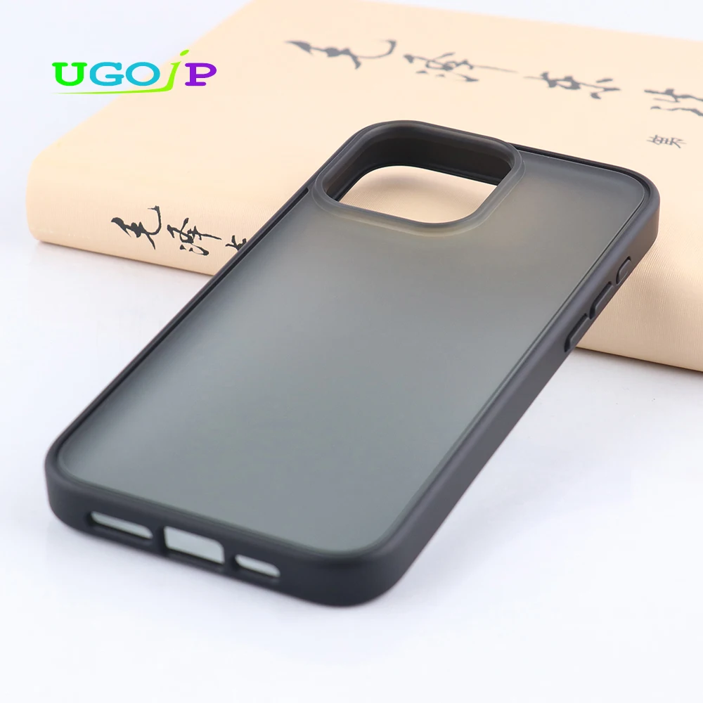 UGOJP Phone Case For iPhone 15 Pro Max Luxury Case Shockproof Matte Cover For iPhone 15 Pro Frosted Translucent PC Back Shell