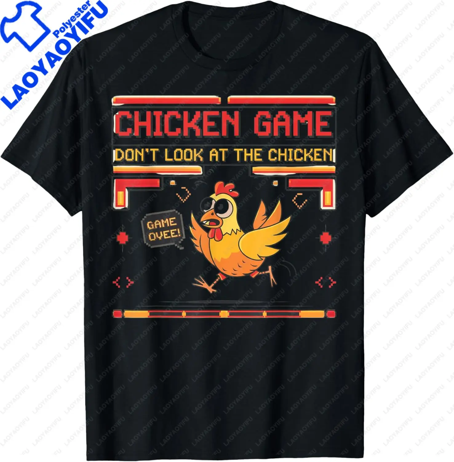 Kip Game Kijk niet naar de kip Grappige kip T-shirt Op maat bedrukte grafische T-shirt Herenkleding Ropa Hombre