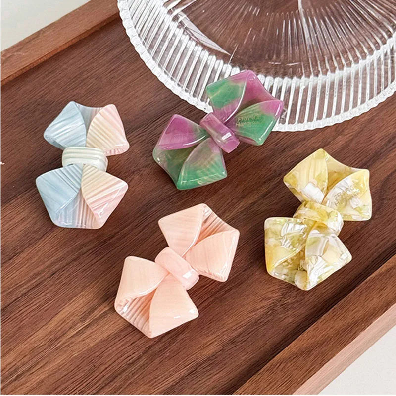 Clip de pico de pato colorido con lazo, Clip lateral de ácido acético, accesorios para el cabello, 4,8 CM, dulce y lindo, nuevo diseño