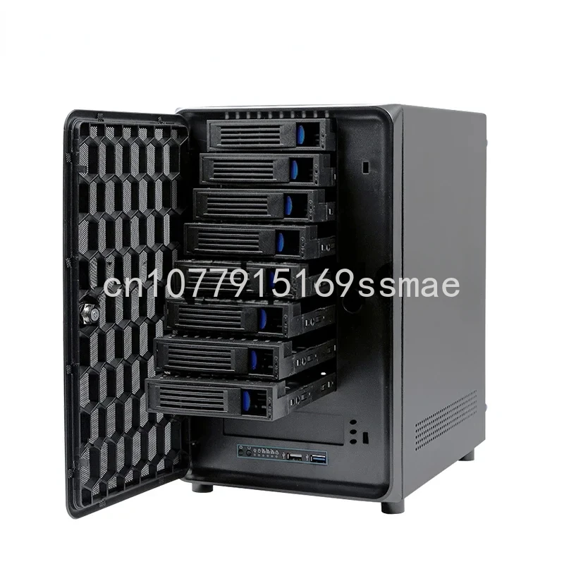 Hotsawp 8 bays MINI-ITX NAS Storage chassis with safe lockable front door NAS08A