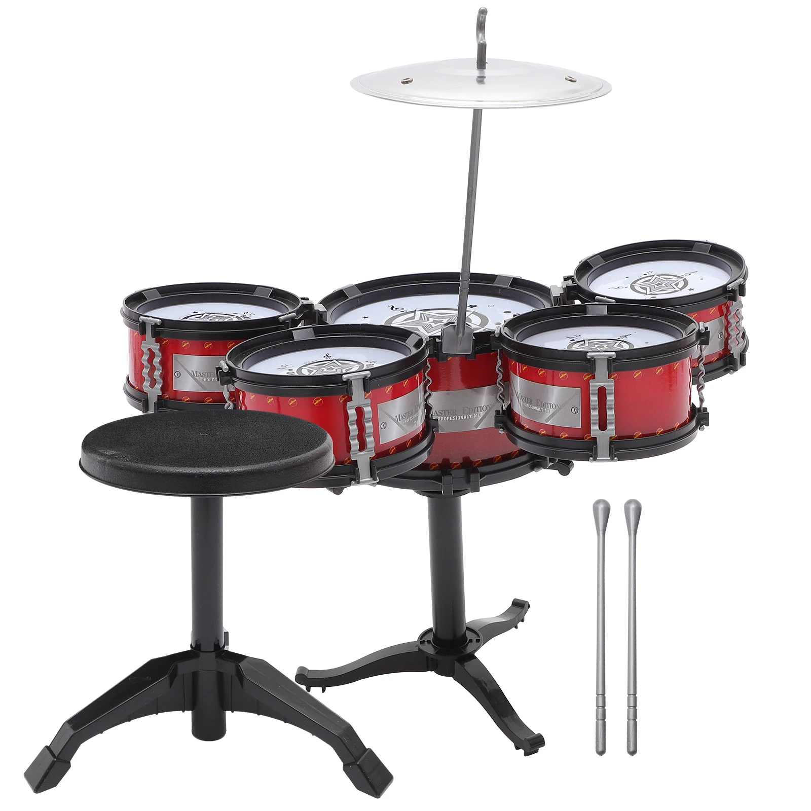 Mini juego de percusión para niños, Kit de batería, instrumentos para bebés, Educación Musical para niños pequeños, instrumento de juguete de escritorio, no tóxico, borde liso largo