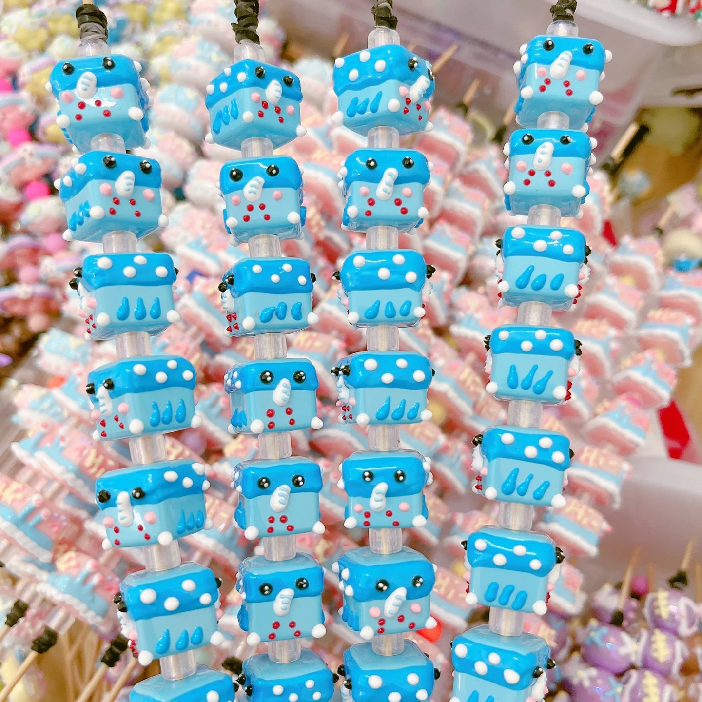 New Arrival Colorful Square Flower Cream Cartoon Mix Pattern Handmade Beads DIY Charms for Bracelet Girly Post Jewelry Material