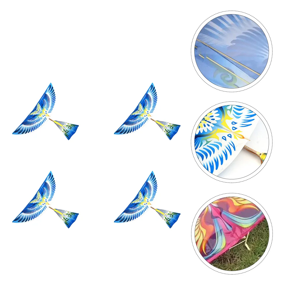 4 Pcs Assembled Toy Flying Bird DIY Rubber Band Power Handmade Airplane Toys Educational Kite Kids