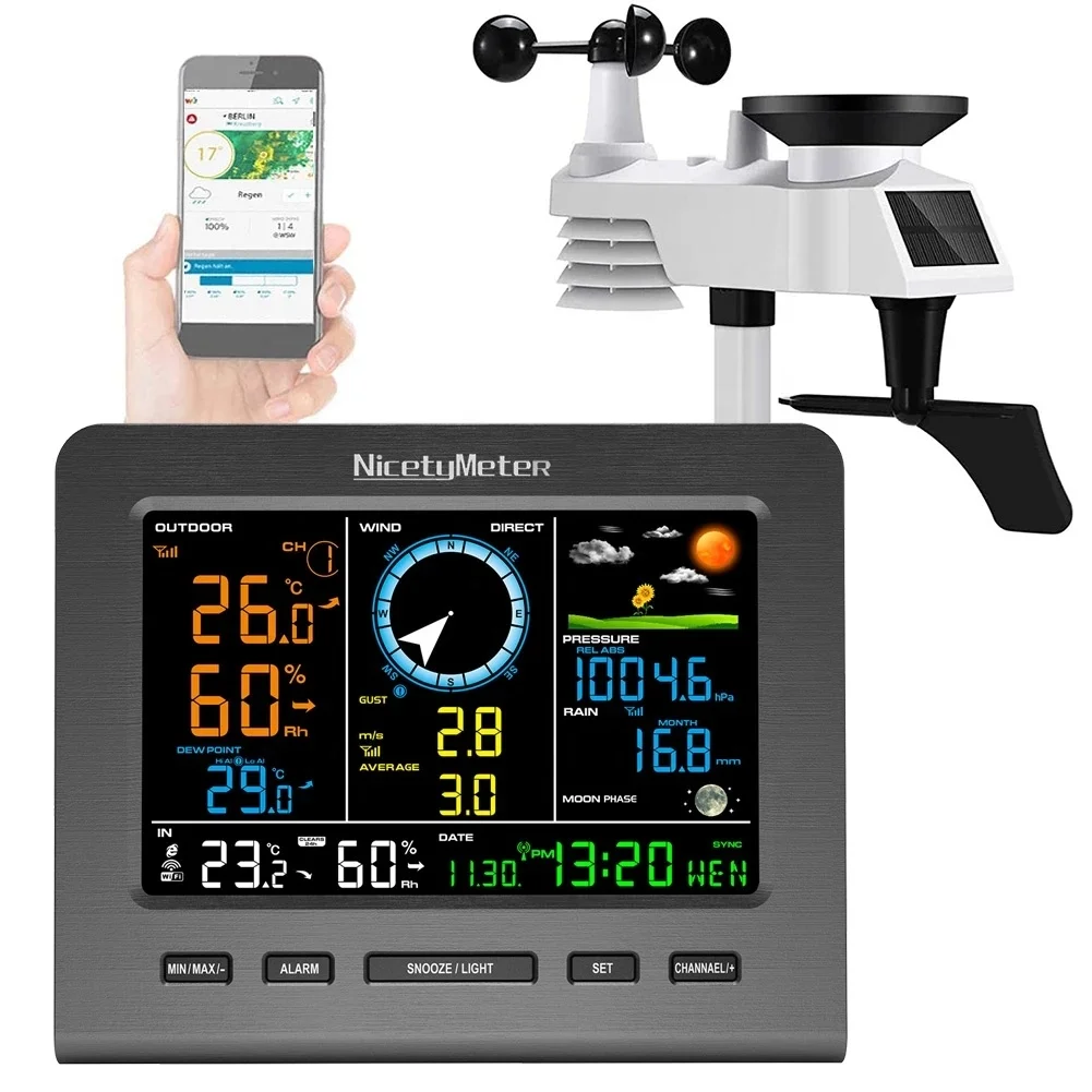 ACTIVITY Weather Station RTS Internet Wireless Weather Forecast Temperature Pressure Humidity Wind Gauge Rain Gauge Moon Phrase