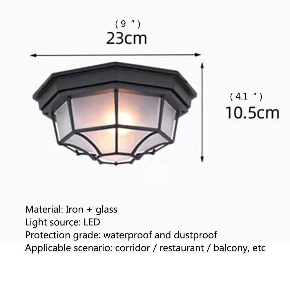 BERTH European Style Ceiling Light Outdoor Modern LED Lamp Waterproof for Home Corridor Decoration