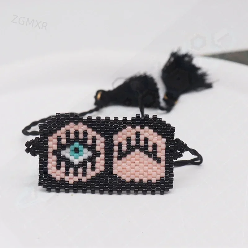 

Rice bead bracelet Devil's eye Eyelash Design Originality Hand knitting Adjustable Bohemia Fashion Female Simple Beaded bracelet